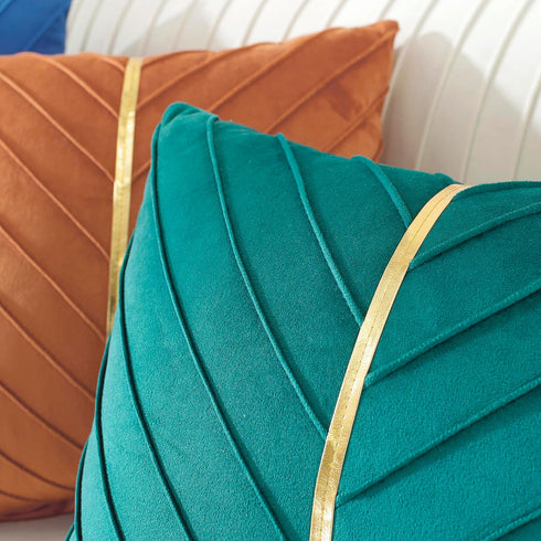 TAOSON Covers,Pack 2 Bed,18x18 inch Dark Orange Velvet Throw Pillow of with Gold Leather Valentines Day Decor Couch