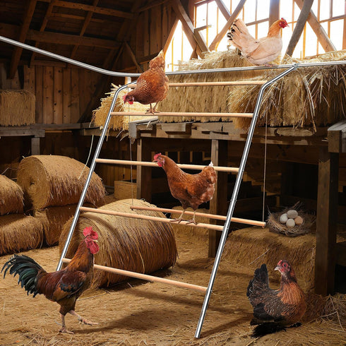 YUMEKA (74.4"), Large Chicken Roosting Bars with Swing Sturdy Metal Chicken Perch for Coop, Heavy Duty Jungle Gym