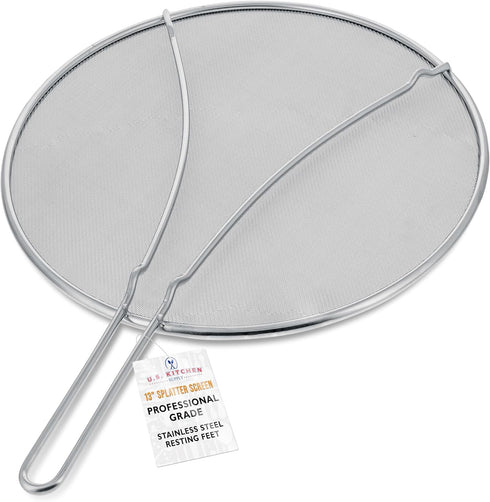 U.S. Kitchen Supply Stainless Steel Splatter Guard 13" Fine Mesh Cover for Frying Pan & Cooking Pots