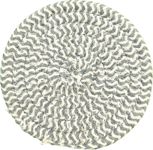 Stylish Gray Braided Corded Coaster Set of 4 (4" Round)