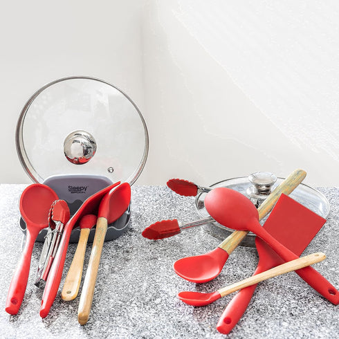 SleepySpoon Spoon Rest for Kitchen Counter, Pot Lid Holder and Spoon Holder, Keeps Countertops Clean