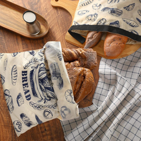 2 17" 12" Pcs Bread Bags for Homemade Maker Gift Zipper Reusable Beeswax Bread Storage Bags with Lining Large Freezer