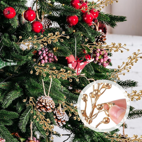 24 Pack 14 Inch Christmas Berry Stems Artificial Berry Picks Xmas Holly Berry Stem Branches for Christmas Tree Ornament