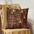 18x18 Inch Set (Pack 2) Linen Throw Pillow Covers of - Retro Bookshelf, Vintage Grand Library Premium Couch Cushion