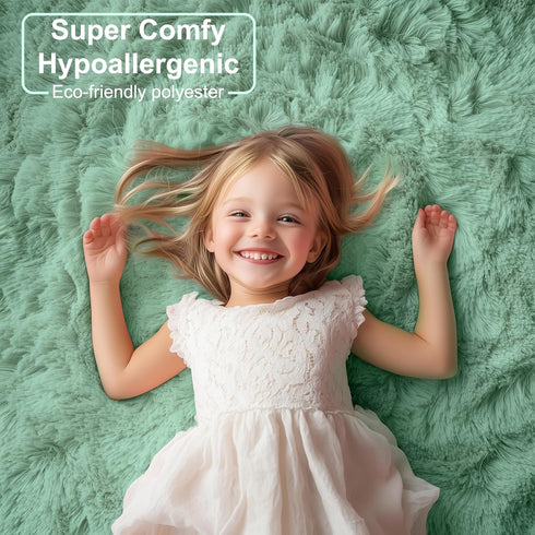 5Ft Sage Green Round Rugs for Boys Bedroom,Shaggy Circle Rug for Kids Room,Fluffy Carpet for Classroom Shag Circular