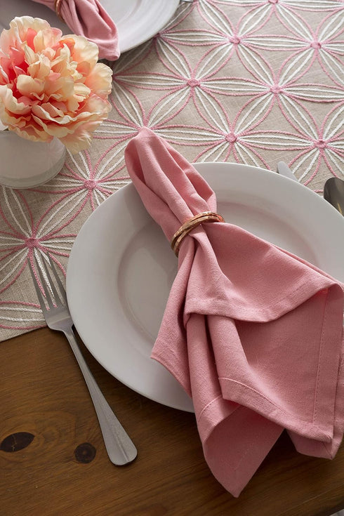 DII Polyester Embroidered Table Runner for Spring Garden Party, Summer BBQ, Baby Showers, Everyday Use - 14x70, Flowers