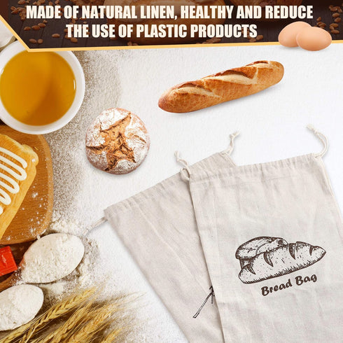 4 17.5 X11.5 Inches Augshy Linen Bread Bags for Homemade Bread Container, Pcs Unbleached & Reusable Bread Storage