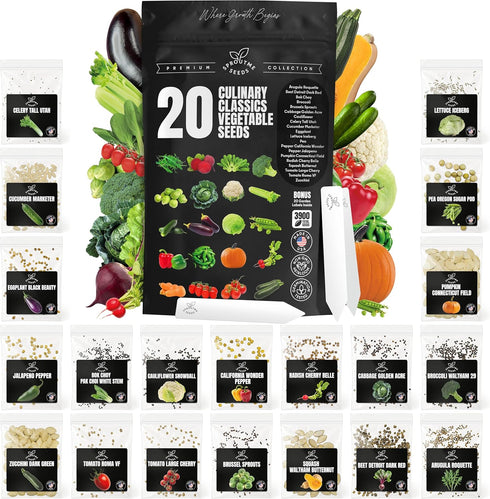 Vegetable Seeds Variety Pack Tomato, Cucumber, Zucchini, Lettuce, Broccoli & Cabbage 20