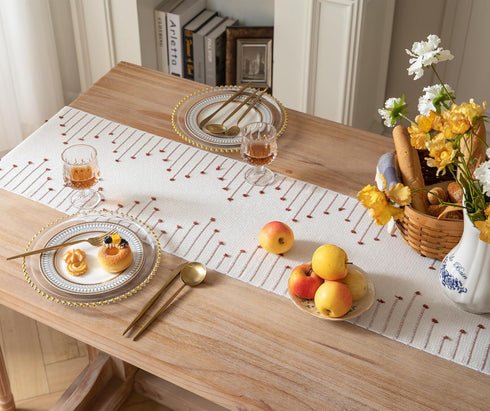 13 48 Inch Caflife Boho Table Runner x Long Natural Cotton Woven Runner with Tassels for Home Dining Table dcor