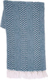 RAJRANG Rustic Throw Blanket - Decorative Tassel Cotton Throws, Geometric Woven Soft Patio Comfy Blankets Teal Blue