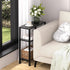 2-Tier Narrow Side Table for Small Space, Small End Table with Shelf Holder, Slim Nightstand, Skinny Snack Couch Table