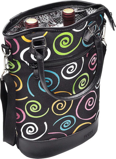 Tirrinia Insulated Wine Gift Carrier Tote, Padded 2 Bottle Wine/Champagne Cooler Bag for Travel