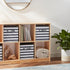 Amazon Basics Collapsible Fabric Storage Cube Organizer with Handles, 10.5 x 10.5 x 11 Inch, White/Light Grey Stripe