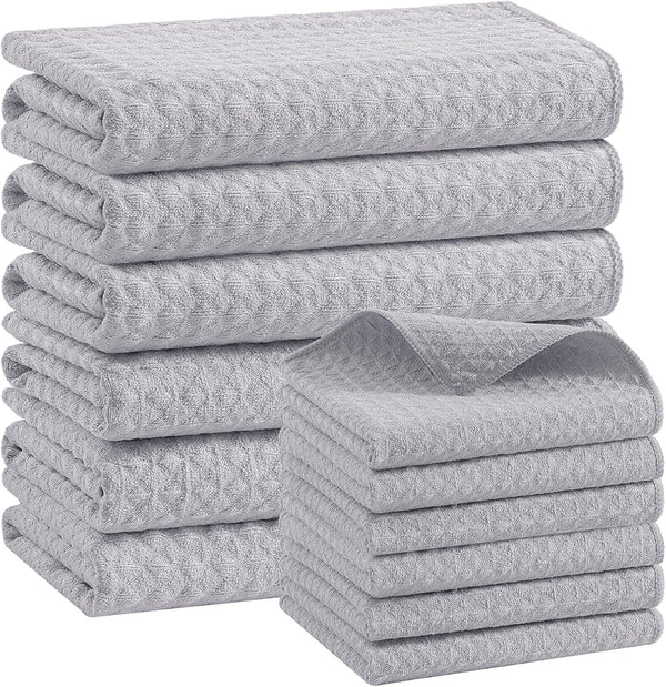 Homaxy Microfiber Waffle Weave Kitchen Towels Set, 16 x 28 Inch and