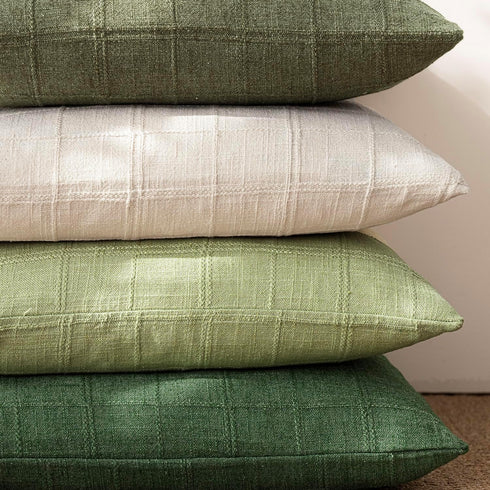Set 1 Room,1220 Inch,Light Foindtower of Decorative Linen Check Throw Pillow Cover Neutral Farmhouse Lumbar Cushion