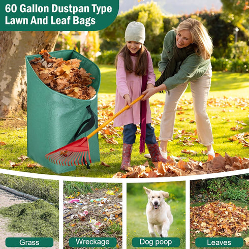 VICAMB 2 Pack 60 Gallon Leaf Collector,Collapsible Lawn & Leaf Bag,Heavy Leaves Pick up Tool Reusable Yard Waste