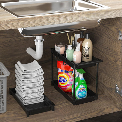 SimpleHouseware Standard Slim Rolling Storage Cart, 3-Tier, Black
