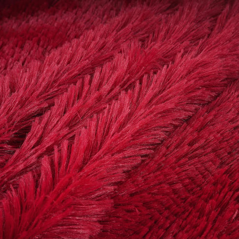 YOUR SMILE Pack of 2 Christmas Decorative New Luxury Series Merino Style Faux Fur Throw Pillow Case 18" x 18" (Burgundy
