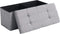 CUYOCA Storage Ottoman Bench, Foldable Seat Footrest with 75L Storage Space, Grey Linen Fabric
