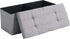 CUYOCA Storage Ottoman Bench, Foldable Seat Footrest with 75L Storage Space, Grey Linen Fabric