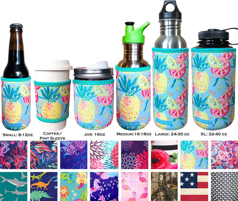 Koverz Neoprene Insulated Can/Bottle Sleeve, Fits 8-12 Oz., Washable and Reusable, Pineapples