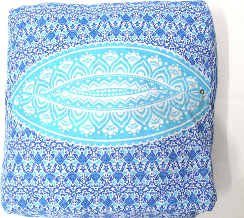 18" CRAFT KALA Square Large Hippie Mandala Meditation Floor Ottoman Pillow Cushion Pouf Cover Square Poufs Bohemian
