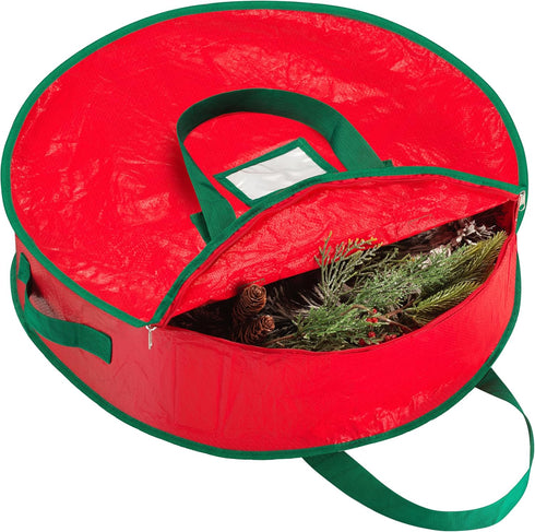 Handy Laundry Christmas Wreath Storage Bag - Durable Tarp Material, Zipper, Pest Protection, 24"