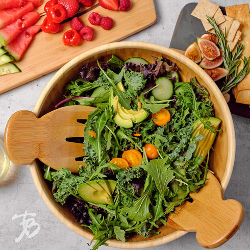 Totally Bamboo Salad Hands, Bamboo Serving Utensils for Tossing & Serving