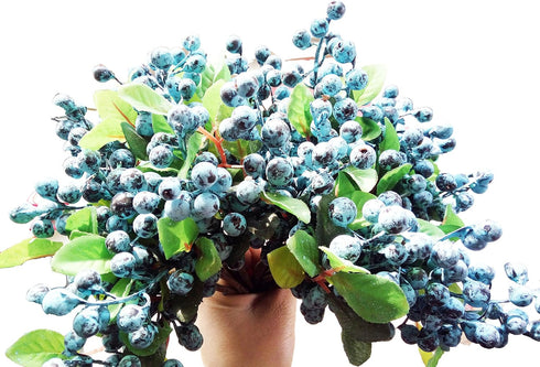 Mistari 10 Pack Artificial Flowers California Faux Blueberries - Artificial Stems for Decorating Blueberry Picks, Fruit