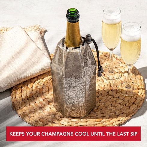 Vacu Vin Active Cooler Champagne Chiller - Reusable, Flexible Wine Bottle Cooler - Platinum, Gold - Champagne Cooler