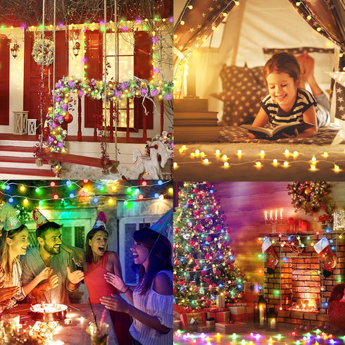 16.5ft 50LED OMIKA Christmas String Lights Battery Operated with Remote Warm White Multicolor Fairy Light Indoor