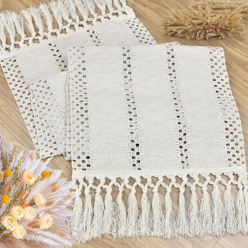 72 Inches, yuboo Beige Table Runner Boho Dresser Runners for Bedrrom, Spring Macrame Coffee Table Runner for Dining