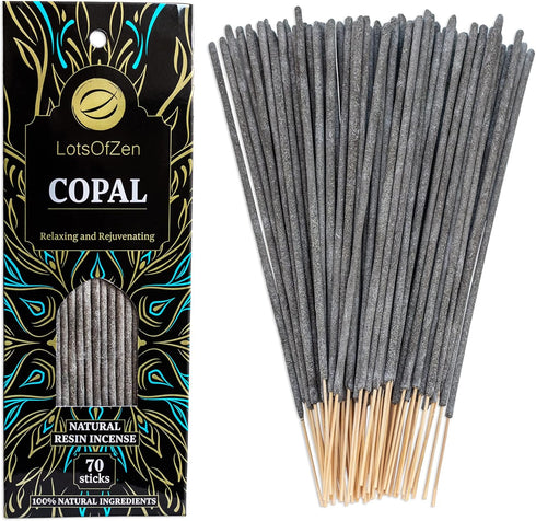 Copal Incense Sticks Smudge Kit (70 pcs) — 100% Pure Long Burning White Copal Resin from Mexico