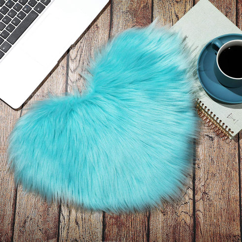 2 12 16 Inch(Light Mudder Pcs Faux Fur Rug, Heart Shaped Rugs, Fluffy Decorative Mat for Room Home Chair Side, Desk