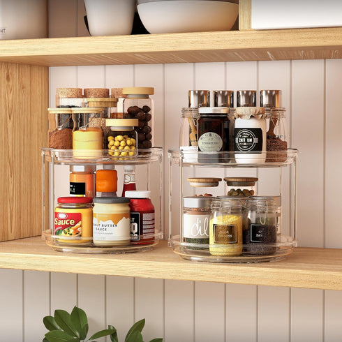 2 Pack 2 9.25 inch, Countertop, Tier Lazy Susan Turntable Organizer Rotating Spice Rack Organization for Cabinet