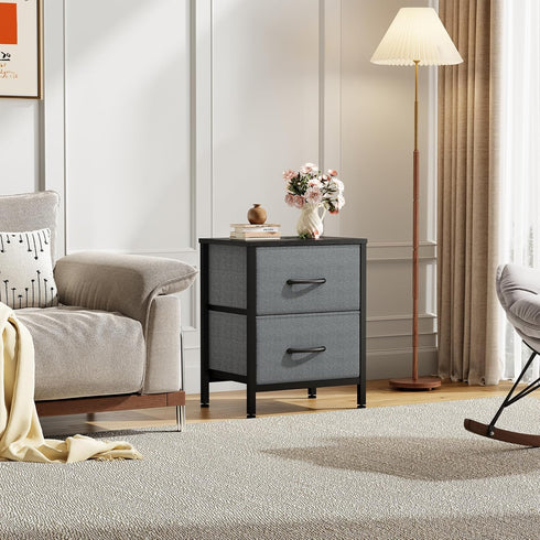 2 20" Closet, Sweetcrispy Nightstand with Storage Drawers, Height End Tabl Small Bed Side Furniture, Wooden Top Fabric