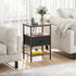 VECELO Nightstand with Charging Station,Bedside Table with Storage Shelf&Fabric Drawer,End Tables for Bedroom,Living