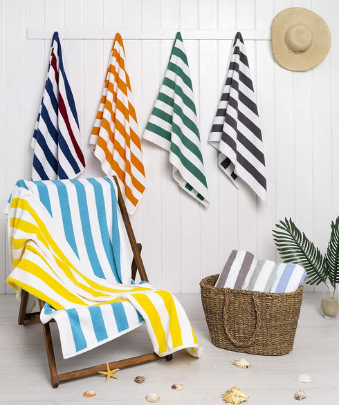 30x60 inch 4 American Soft Linen Cabana Striped Beach Towels, Piece Oversize Pool Towels, Quick Drying Sand Free Swim