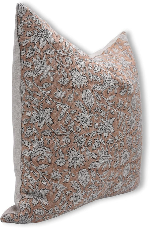 14x14 Floral Pillow Cover Cushion Covers Pillowcase Hand Block Print Thick Linen Decorative Accent Throw Covers