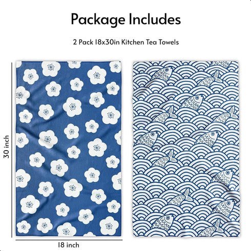 18" 30" 2-Pack Eulnars Kitchen Towels, Premium Dish Towels for Kitchen Drying, x Tea Towels, Quick Dry Microfiber Dish