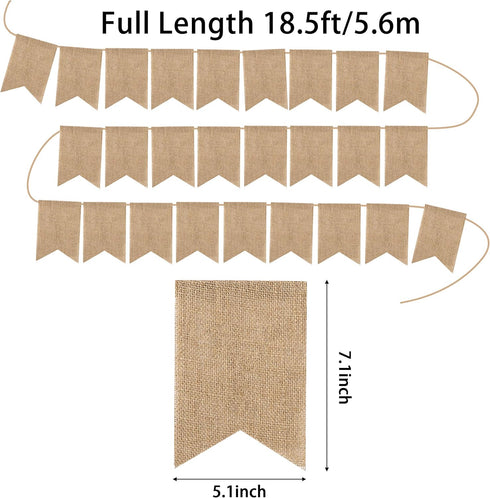 WATINC 26 Pack DIY Burlap Banner Set with Letter Stencil, Swallowtail Flags for Kids and Adults, Handwriting Banner for