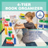 4-Tier UNiPLAY Kids Book Storage Organizer with Sling Book Pockets, Plastic Sling Rack Bookshelf for Playroom, Fits