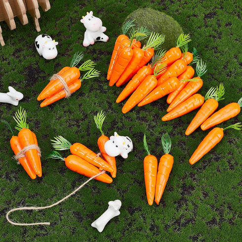 30Pcs 0.55 Inch CHGCRAFT Mini Easter Decor Carrots Realistic Fake Fruit Lifelike Carrots Simulation for Floral