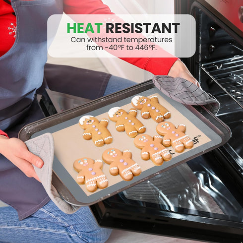 Nutrichef Silicone Baking Mats, 2 Non-stick Food-Grade Mats for Full Baking Pans 24.4 x 16.5 IN, Oven-safe Up to 480°F