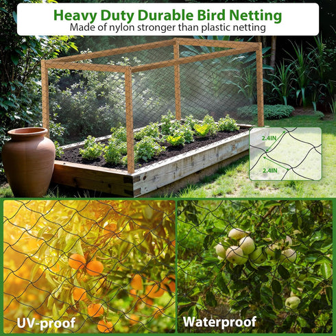 50 50 2.4" Unves x Ft Bird Netting, Square Mesh Bird Net for Chicken Coop, Nylon Heavy Duty Poultry Netting Garden