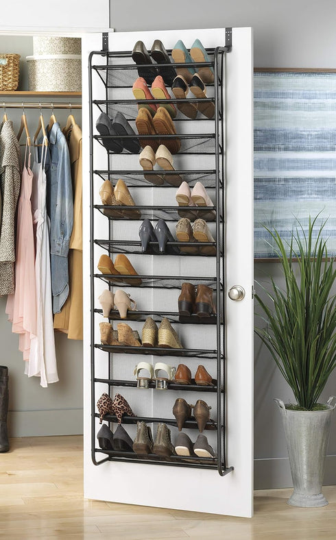 36 12 Closet 69"L 21.7"W 7.5"H, Whitmor Pair Over the Door Shoe Organizer, Tier Hanging Shoe Organizer, Heavy Duty