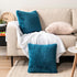 PAVILIA Teal Blue Fluffy Throw Pillow Covers, Set of 2 - Decorative Accent Pillow Cases for Bed Sofa Couch, Soft Faux