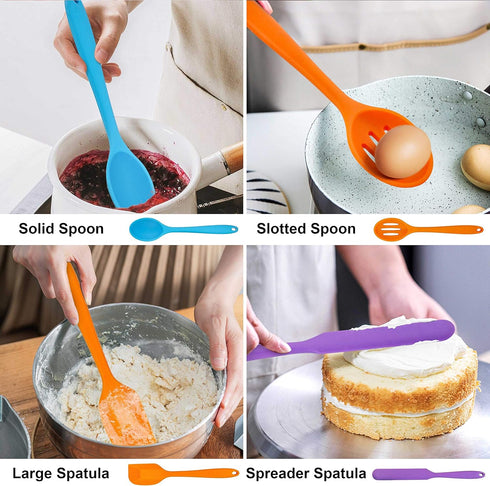 LIANYU 14 Pcs Silicone Cooking Utensils Set with Holder, Heat Resistant Kitchen Tools Includes Spatula, Spoon, Turner,