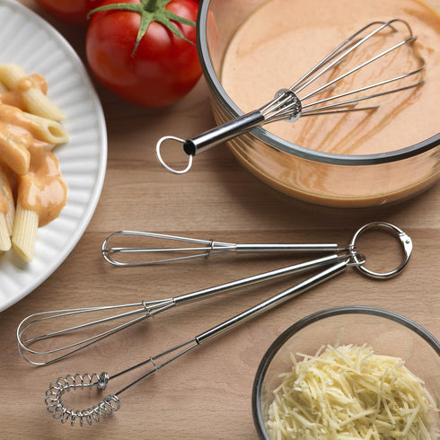 Fox Run Mini Whisks, Set of 4, Chrome Plated, Metallic, 8 x 2 x 1.75 inches