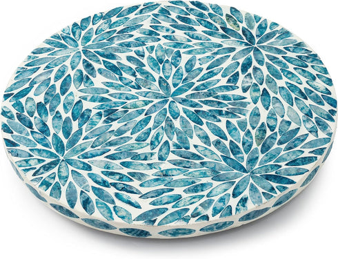 CLAYNIX Lazy Susan for Table, Mother of Pearl Turntable Organizer, Wood Round Spinning Tray for Kitchen